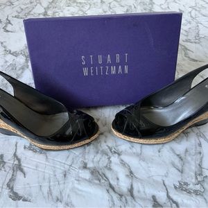Stuart Weitzman Espadrille Wedges Patent Leather